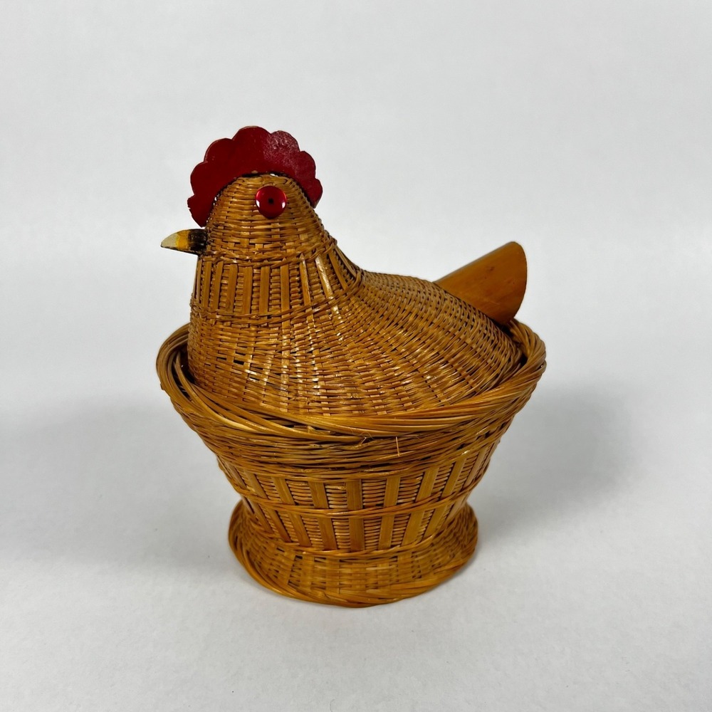 Unbranded Hen on Nest Wicker Basket Unisex OS Brown Good Cottagecore Candy Dish - Picture 1 of 8
